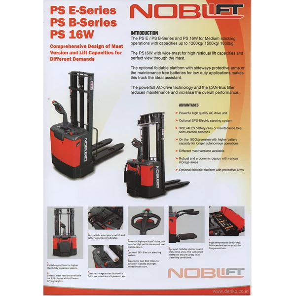 Hand Stacker Electric cap 1.6 ton 3.4 m noblelift