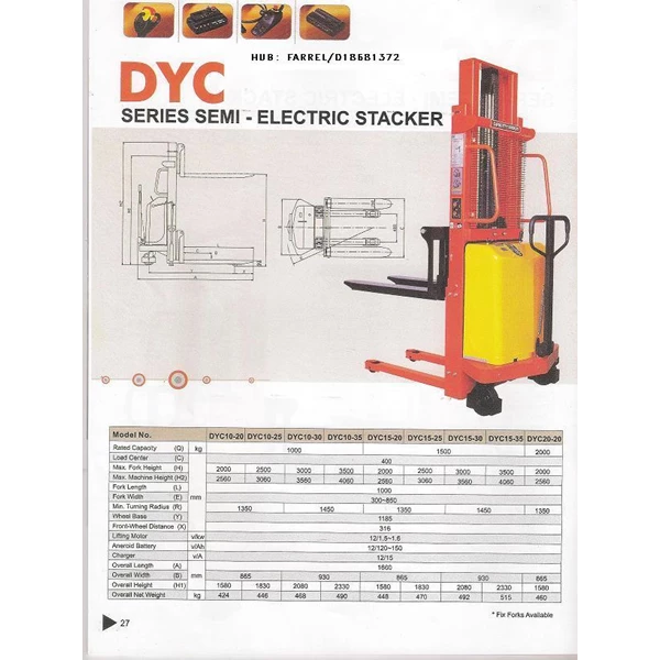 Stacker Semi Electric stacker DYC 2020 Brand Dalton