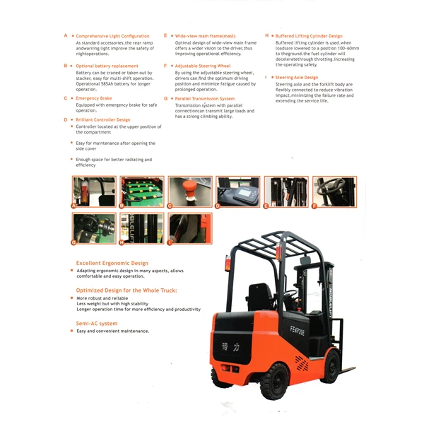 Forklift Electric bergaransi resmi  cap 3 ton tinggi 3 m harga termurah Merk Nobleift