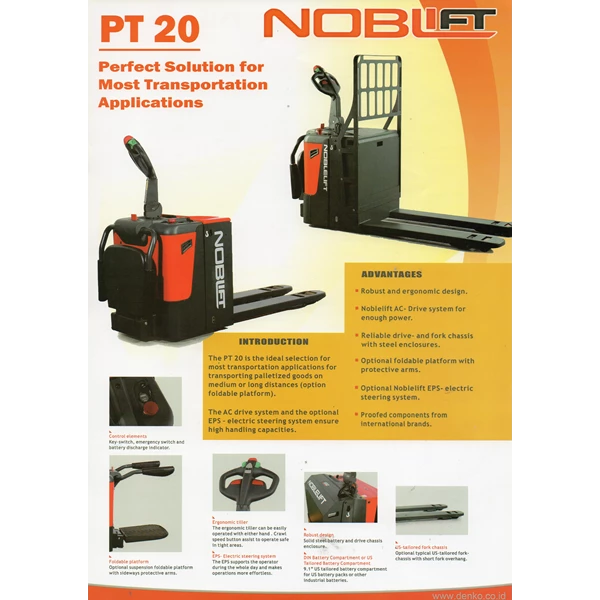 Pusat  Hand Pallet Electric PT 20 Cap 2 Ton Merk Noblelift terbaik dan berkwalitas