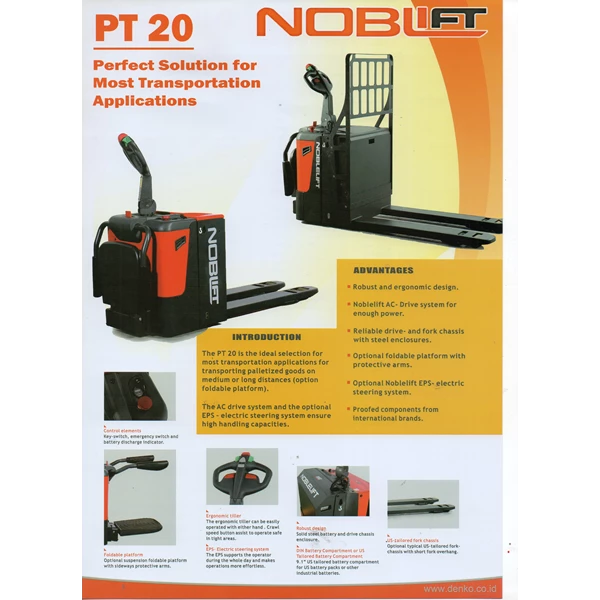 Hand Pallet Electric Noblift PT 20 Capacity 2000kg