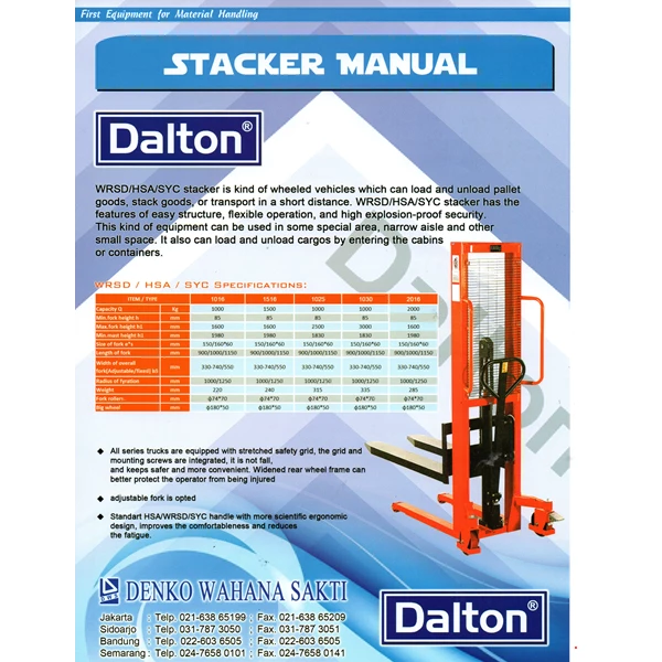  Hand Stacker Manual Merk Dalton