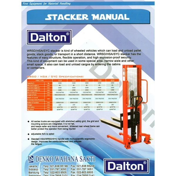  Hand Stacker Manual Merk Dalton